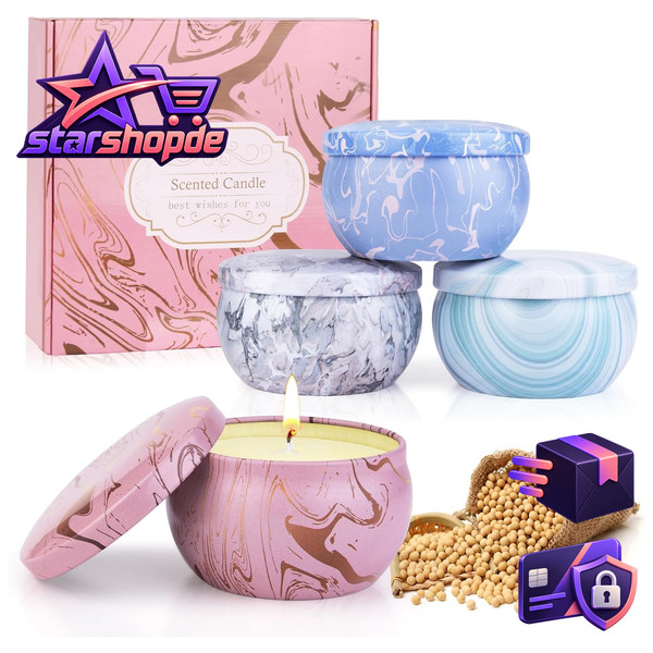 Duftkerzen Sojawachs Set Geschenk FüR Frauen Muttertag Weihnachten 4 StüCk-image
