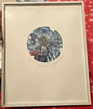 Original Joanne Isaac Numbered Etching 82/150 “Anemones” Signed by Artist Framed