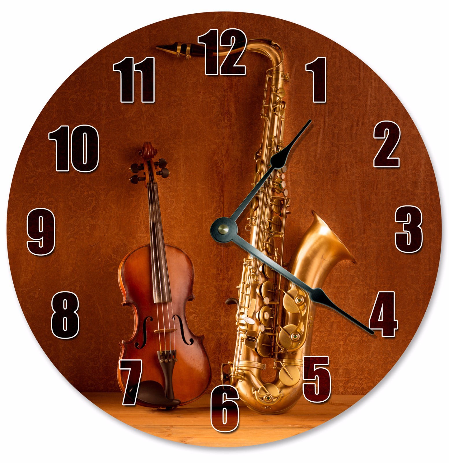 SAXAPHONE AND VIOLA Clock Large 10.5" Wall Clock 2176