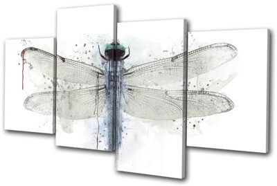 Dragonfly Paint Botanical Animals MULTI Leinwand Kunst Bild drucken
