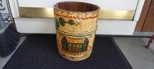 1800's Primitive Wood Amish Scene 13" FIRKIN Bucket OLD MILK PAINT Pa, Dutch