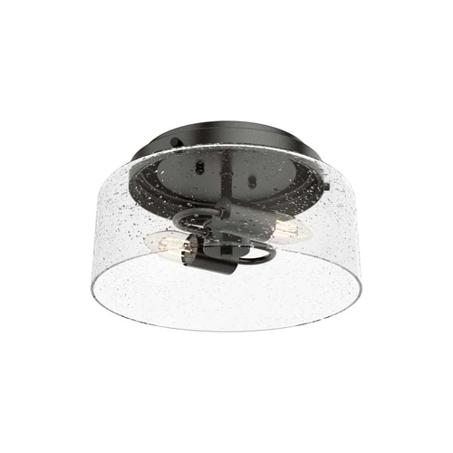 Hunter Hartland Flush Mount Light Fixture Seeded Glass Farmhouse Silver Bronze - Picture 1 of 5