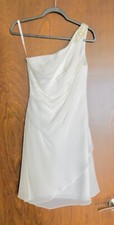 Davids Bridal One Shoulder White Dress - Size 2
