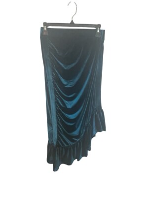 BAUM UND PFERDGARTEN Women's XS Teal Velvet Asymetrical Skirt
