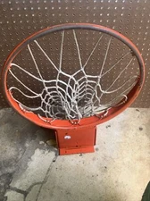 Vintage BASKETBALL RIM HOOP net orange metal steel retro wall art sports decor