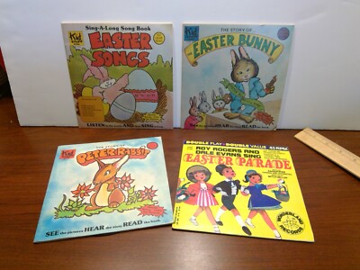 Group of 3 See Hear Read Book W/ Record Easter Theme and 1 Easter Parade 45
