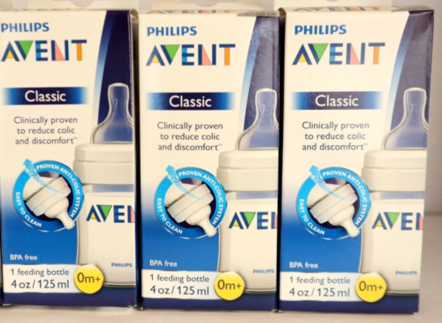 Philips Avent Classic Plus Baby Bottles, 4 Ounce (3 Pack) - NEW - FREE SHIPPING - Picture 1 of 8