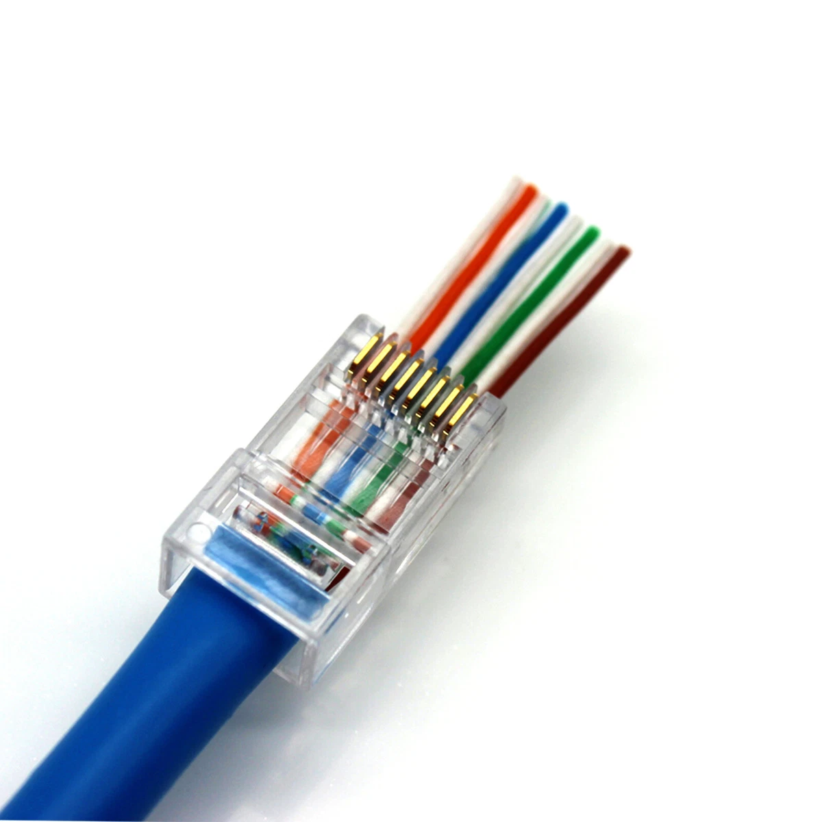 100) Cat6 RJ45 Pass-Through Connectors –