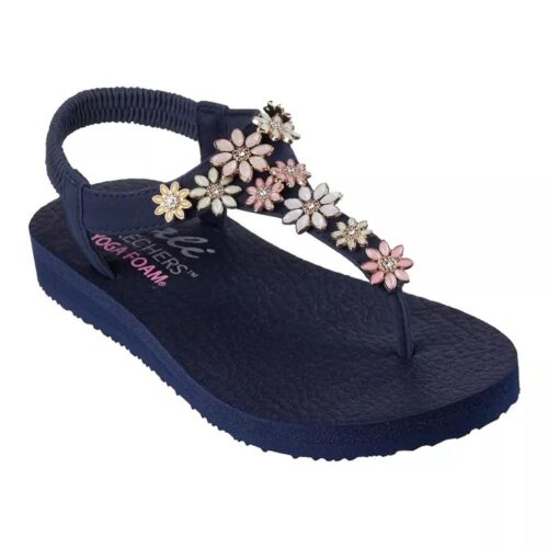 Skechers Cali Meditation Happy Daisies Sandals Women's Size 8 Navy NWT