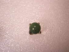 Genuine Green Jade Stone Ball Design Vintage SMALL Tie Tack Lapel Pin x61