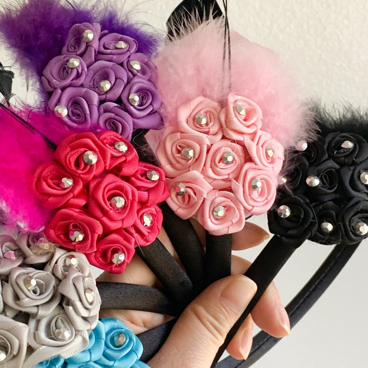 6pcs Mix Color Flower and Feather Headband Hairband Ladies 