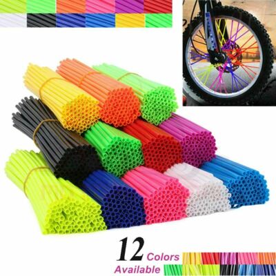 72PCS Motorrad Fahrrad Speichen Cover Tube Überzug Wheel Spoke Rim Wraps Skins
