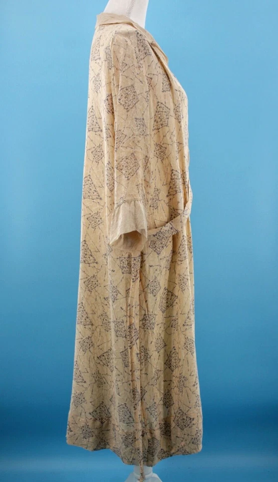 VTG Women's 20s Cream & Gray Printed Silk? Drop Waist Shift Dress Sz M/L 1920s - Image 4 of 4