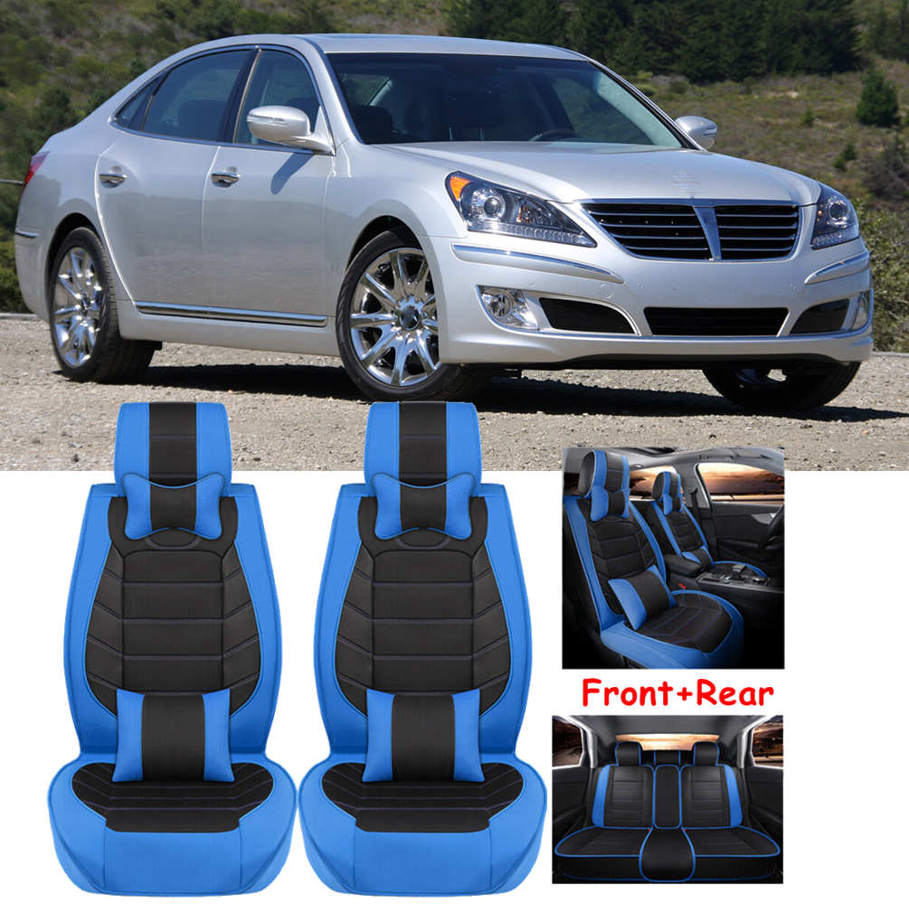 PU Leather Car Seat Cover 5-Seat Full Set Front Rear Cushion For Hyundai Equus