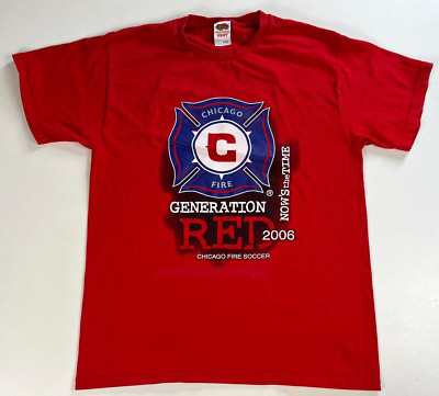  Chicago Fire FCサッカーシャツ 2006 MSL Vintage 2006 Chicago Fire Soccer Club Generation Red T-Shirt MLS