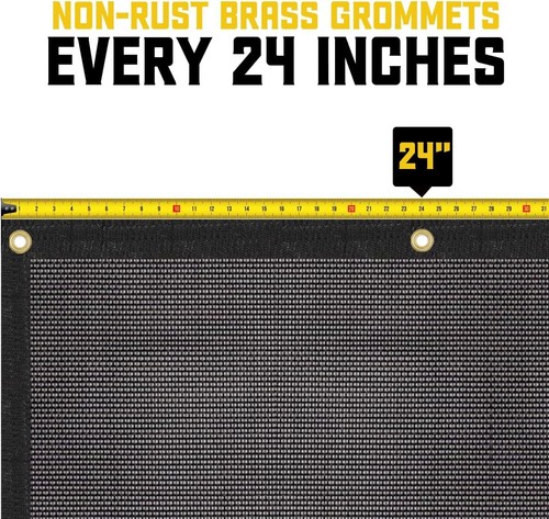 60% Black Shade Cloth, 20'x20', Heavy Duty Mesh, Grommets for Sun Protection - Picture 7 of 8