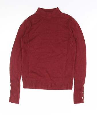 Roter Damenpullover mit Stehkragen Acrylmischung Größe 8