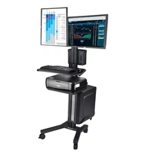 Ergonomic Rolling PC Workstation Mobile Desktop Computer Cart Sit to Stand Desk