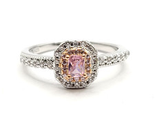 Luxury Double-Halo Radiant Light Pink Zircon 925 Engagement Ring sz 8