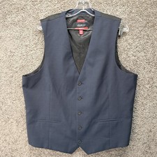 Awearness Kenneth Cole Mens Navy Blue Wool Blend Awear-Tech Suit Vest XL Slim
