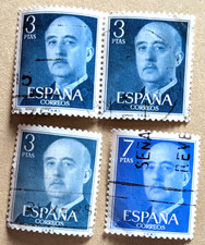 4-Stamps / Spain ~ 1 & 7 Peseta ~ General Franco ~ Postage Stamp  (68)