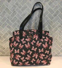 RARE Disney Parks Dooney & Bourke Inc. MINNIE'S RED BOWS Tote Bag Black Leather 