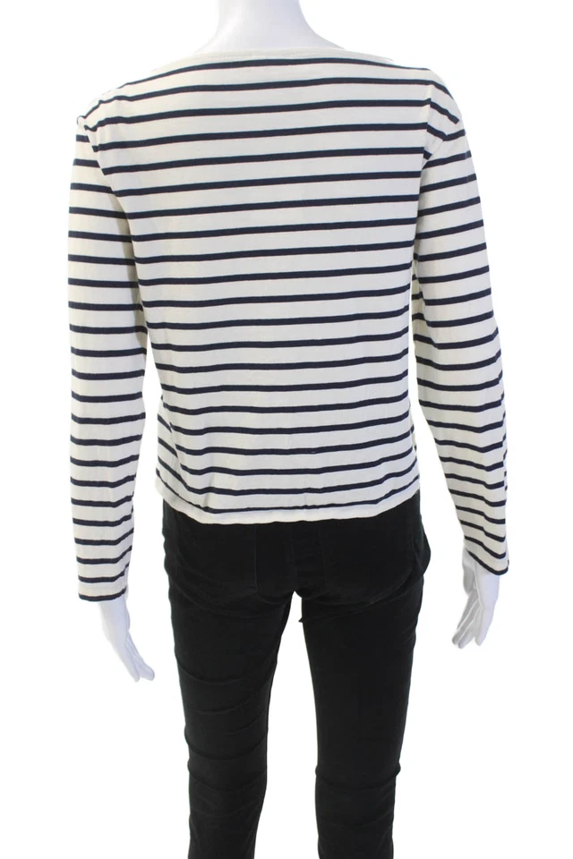 & Other Stories Top Mujer Algodón Manga Larga Cuello Redondo Rayas Blanco Talla S Foto 3 de 4
