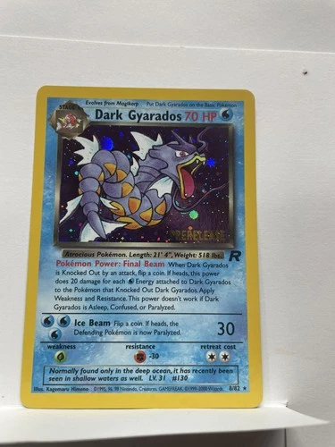 Pokémon TCG Dark Gyarados Holo Rare 8/82 Prerelease Holo 2000 Promo Unused