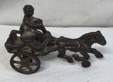 Cast Iron Vintage HORSE DRAWN BUGGY Wagon Carriage With Driver