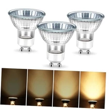 GU10 Halogen 50W Bulbs, 120V Halogen Light Bulb, Gu10 Base 3 Pack Warm White