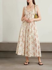 Women Doen Cotton U-neck Floral Tank Midi Dress