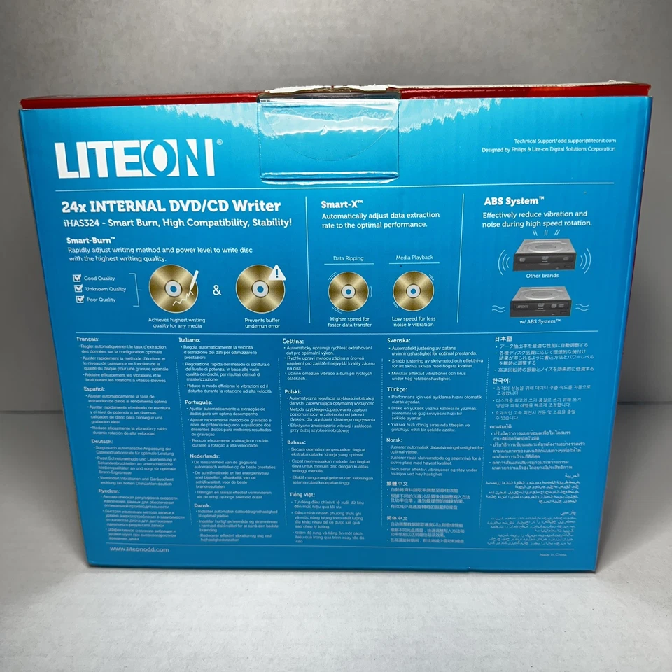 Lite-On IHAS324 24x Internal DVD/CD Writer Sata Interface - Smart Burn & Smart X - Image 3 of 4