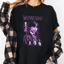WEDNESDAY Classic Art T-Shirt,  Ladies Boyfriend Fit Adams Family T-Shirt