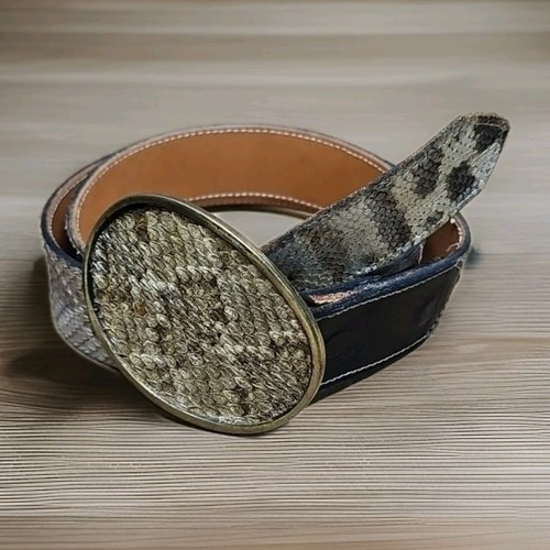 The Skin Shop Handcrafted Genuine Rattlesnake Belt Buckle Snake Belt Western 34