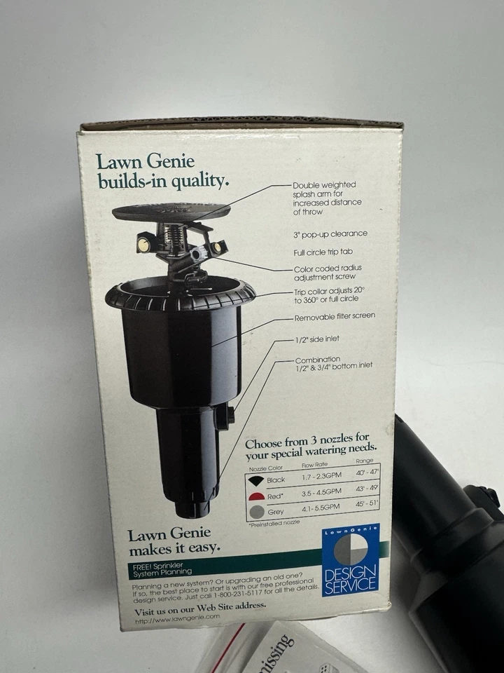 Aspersor de impulso emergente de área grande modelo OCR3 Lawn Genie de colección como nuevo 38'-49' Foto 4 de 4