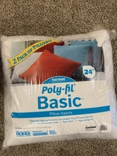 2 NEW FAIRFIELD Poly Fil Basic PILLOW INSERT 24 X 24 100% polypropylene cover