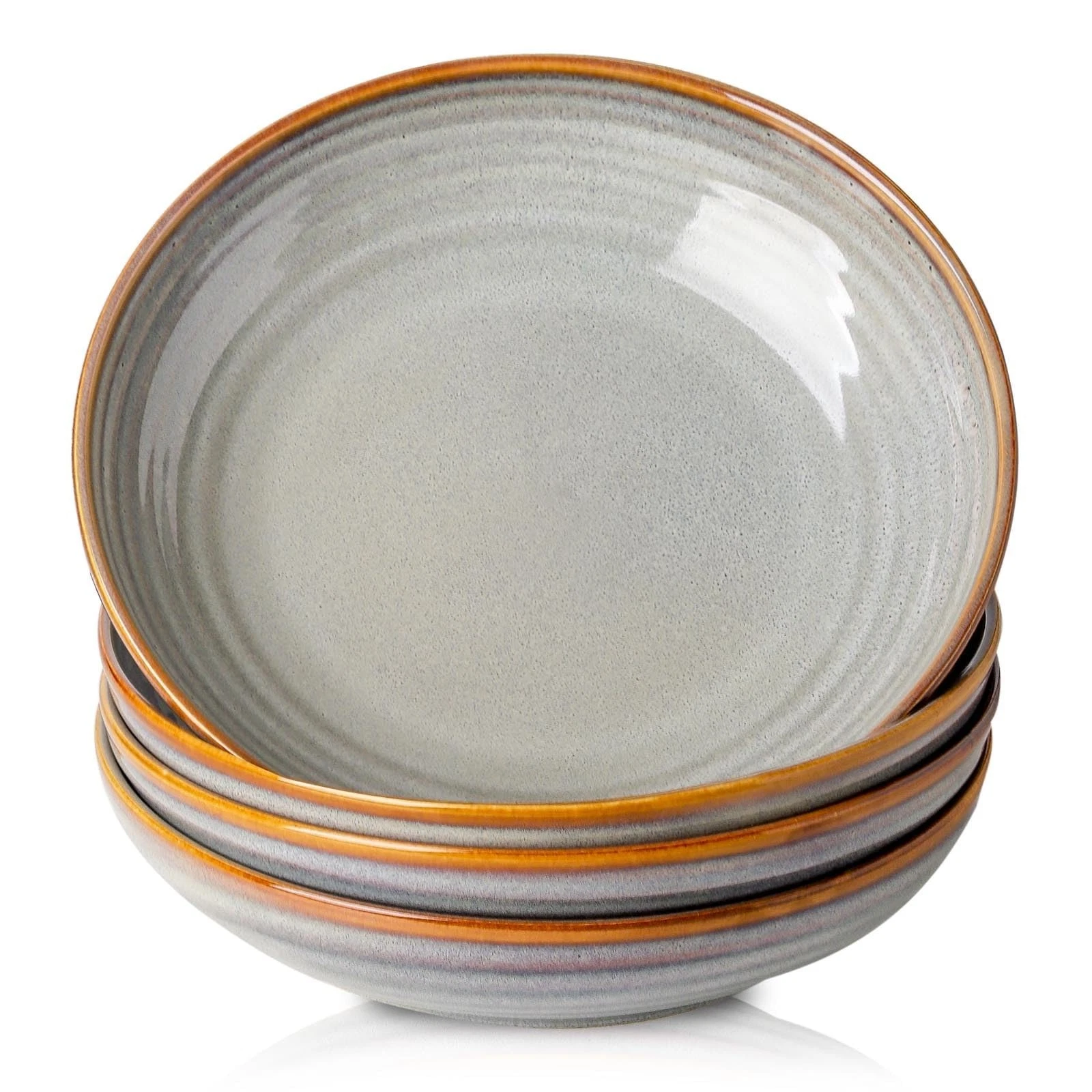 HASENSE Pasta Bowls Set of 4, 32 Ounce Ceramic Serving Bowls for Kitchen, 8.7...