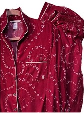 Victoria  s secret Flannel Soft Long Pajama Set Valentines Red Hearts Print XS