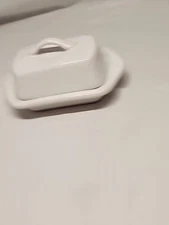 Chantal Mini White Stoneware Covered Butter Dish 2.75" x 5" x 3" Cottage Decor