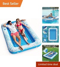 XL Inflatable Tanning Pool Lounger - 4-in-1 Sunbathing Raft for Ultimate Rela...