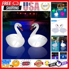 Floating Pool Lights 2PK, Waterproof Inflatable Swan Solar Pool Lights, Glow ...