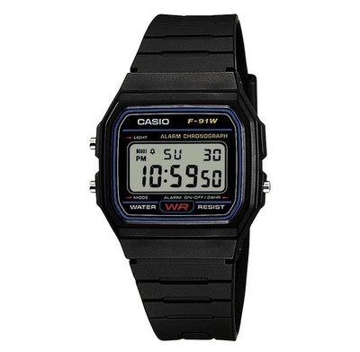 CASIO F-91W-1YEG,Digitaluhr,Armbanduhr,Uhr,schwarz,Unisex, Retro,Casual,NEU