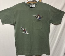 Bugs Bunny  Taz Embroidered Warner Bros. Acme Baseball Pocket Shirt Size Small