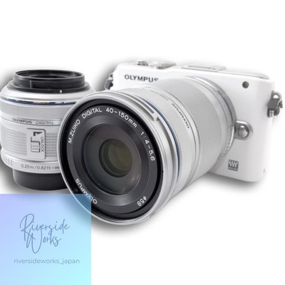 Olympus PEN Lite E-PL3 Double Zoom Kit White Used with SD Card Included JP