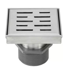 Shower Square Linear Drain 4 In. Brushed 304 Stainless Steel Stripe Pattern Grat