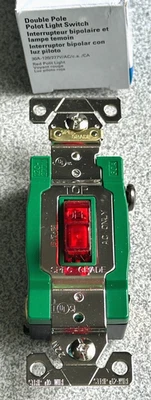 NEW EATON 3032PL RED PILOT LIGHT TOGGLE SWITCH 2 POLE 30A 120-277VAC SPEC GRADE