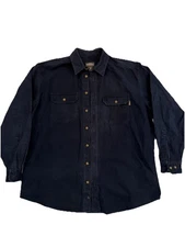 Woolrich Expedition Chamois Flannel Shirt Mens XLT XL Navy Thick