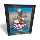 Vintage Miller Beer Mirror Sign Eagle Logo 1997 USA 34x28 Framed Bar Pub Decor