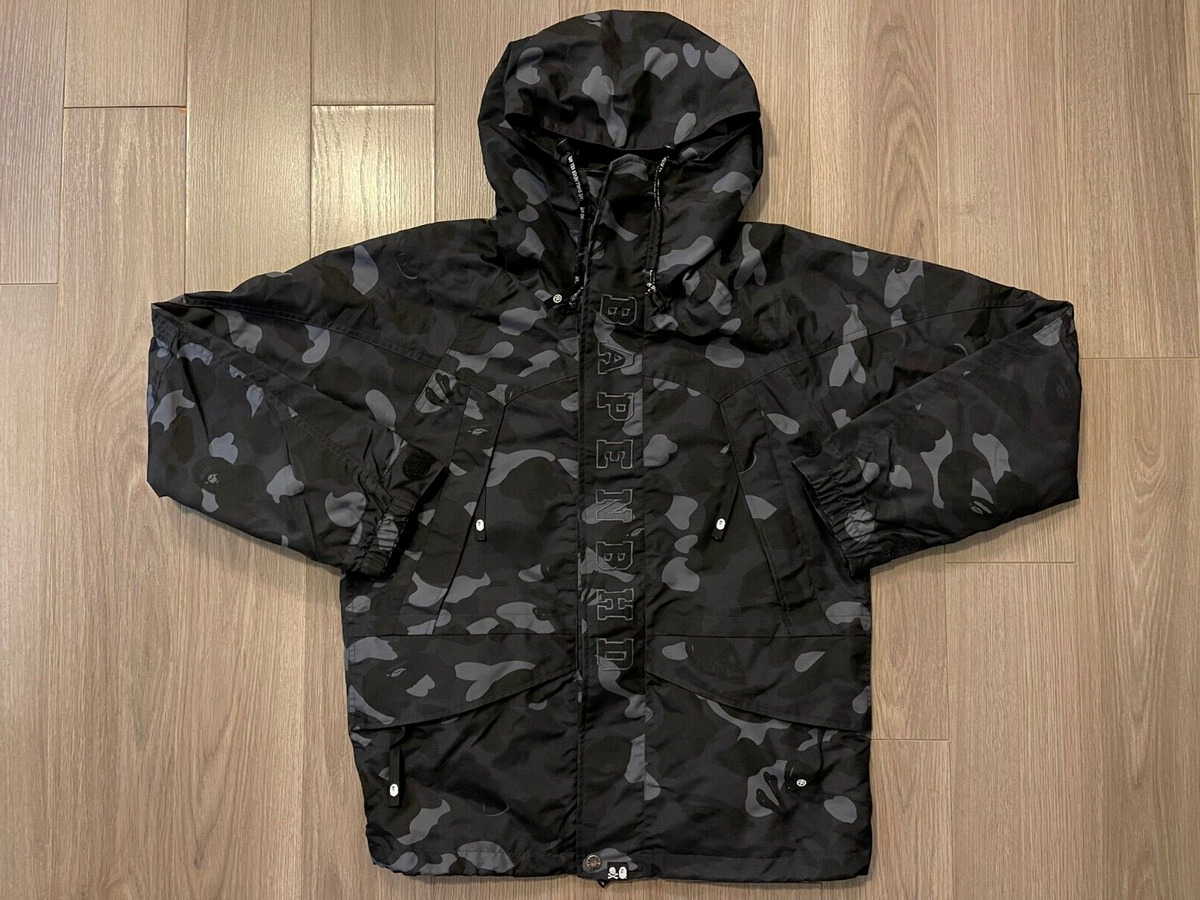 BAPE x NBHD Camo Snowboard Jacket black a bathing ape neighborhood japan sz M