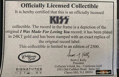 KISS 'I WAS MADE FOR LOVIN' YOU' 24 KT. GOLD PLATED RECORD